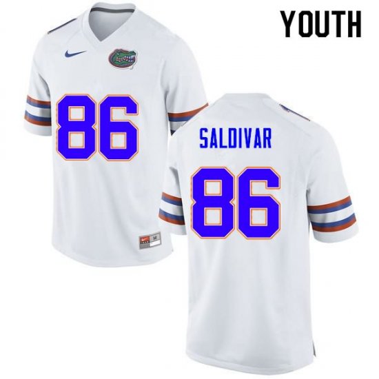 Youth Florida Gators #86 Andres Saldivar NCAA Nike White Authentic Stitched College Football Jersey WLY0462CD